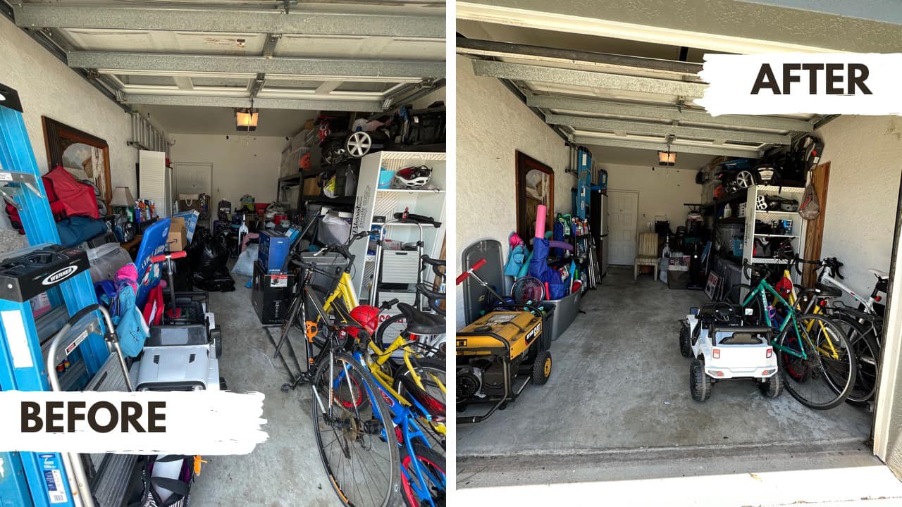 Before and After cleanup garage